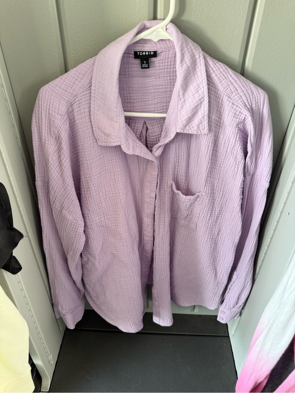 torrid Lavender Crinkle Button-Down Shirt